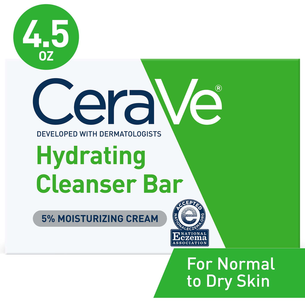 (2 pack) CeraVe Hydrating Cleansing Bar for Face and Body for Normal to Dry Skin, 4.5 oz