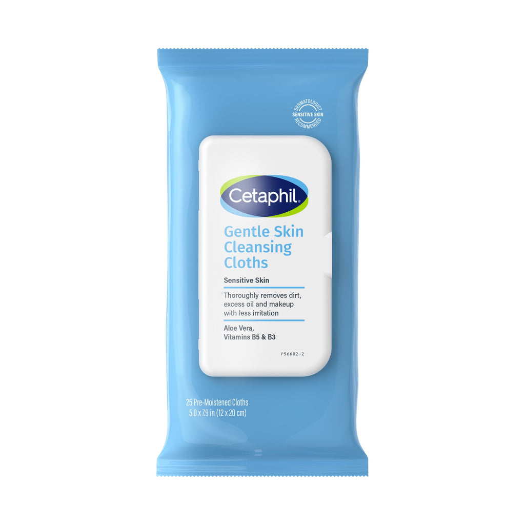 Cetaphil Gentle Skin Cleansing Cloths, 25 ct, Fragrance Free Face and Body Wipes