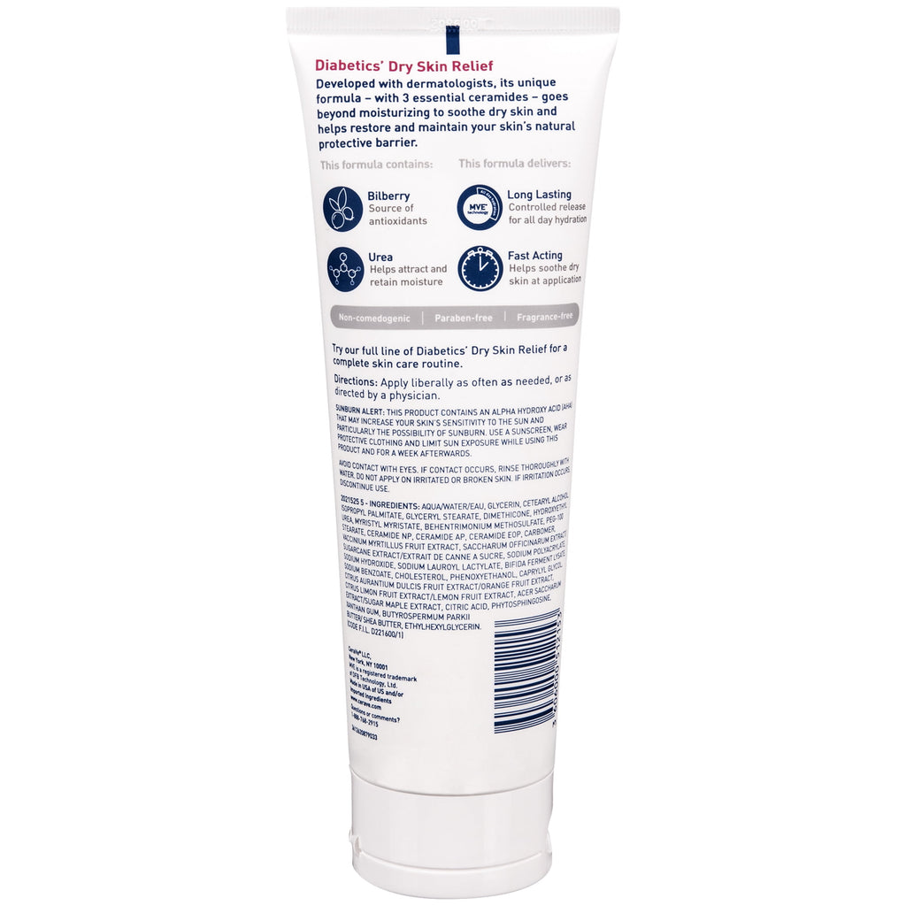 (3 pack) CeraVe Diabetics’ Dry Skin Relief Moisturizing with Urea & Bilberry for Dry Skin 8 oz